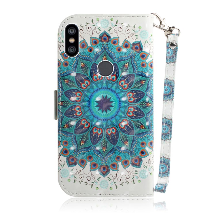 Patterned Wallet Stand Leather Flip Shell for Xiaomi Redmi Note 6 Pro - Mandala Flower-3