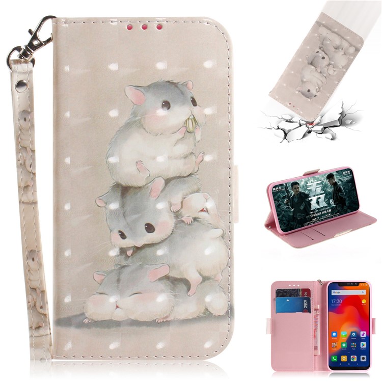 Patterned Wallet Magnetic PU Leather Phone Cover for Xiaomi Redmi Note 6 Pro - Hamsters-1