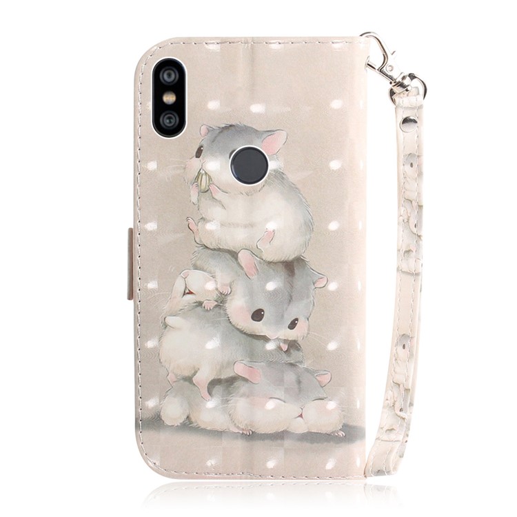 Patterned Wallet Magnetic PU Leather Phone Cover for Xiaomi Redmi Note 6 Pro - Hamsters-3