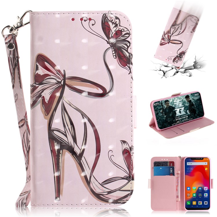 Wallet Stand Patterned Leather Phone Shell for Xiaomi Redmi Note 6 Pro - High Heel Sandal-1