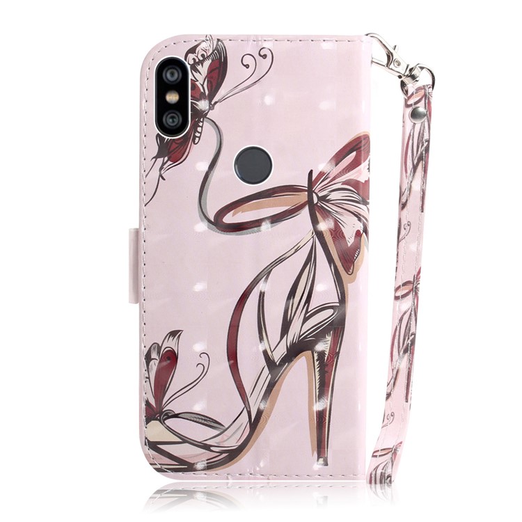 Wallet Stand Patterned Leather Phone Shell for Xiaomi Redmi Note 6 Pro - High Heel Sandal-3