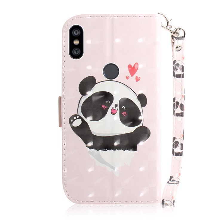 Patterned Wallet Leather Flip Case with Strap for Xiaomi Redmi Note 6 Pro - Cute Panda-3