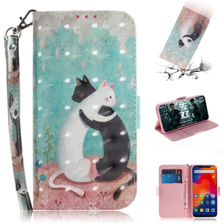 Patterned PU Leather Case Cover with Wallet Stand for Xiaomi Redmi Note 6 Pro - Hugging Cats-1