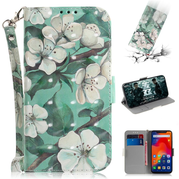 Patterned Wallet Stand PU Leather Mobile Casing for Xiaomi Redmi Note 6 Pro - Pretty Flowers-1