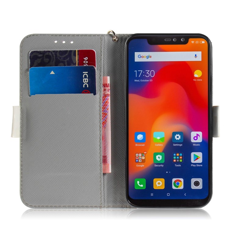 Patterned Wallet Stand PU Leather Mobile Casing for Xiaomi Redmi Note 6 Pro - Pretty Flowers-7
