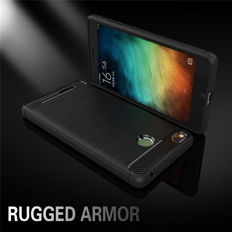 Carbon Fibre Brushed TPU Case for Xiaomi Redmi 3s - Black-2