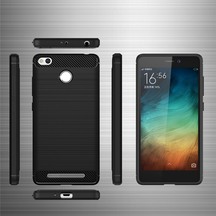 Carbon Fibre Brushed TPU Case for Xiaomi Redmi 3s - Black-6