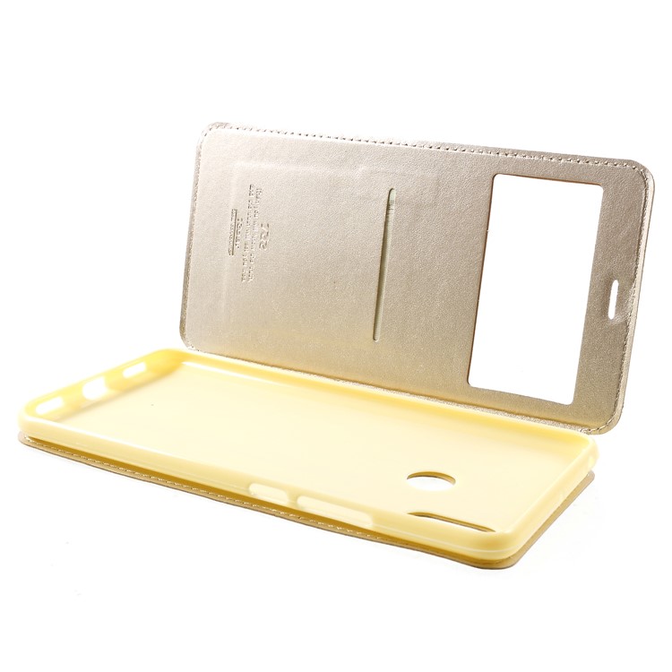 ROAR KOREA Noble Leather View Window Stand Phone Cover for Xiaomi Mi Max 3 - Gold-5