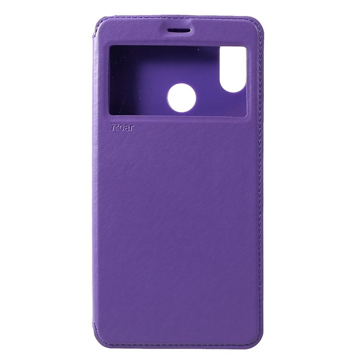 ROAR Noble Leather View Window Stand Phone Shell for Xiaomi Mi Max 3 - Purple-1