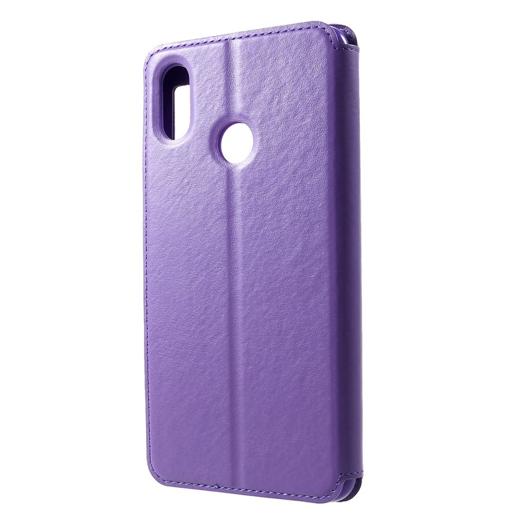 ROAR Noble Leather View Window Stand Phone Shell for Xiaomi Mi Max 3 - Purple-2