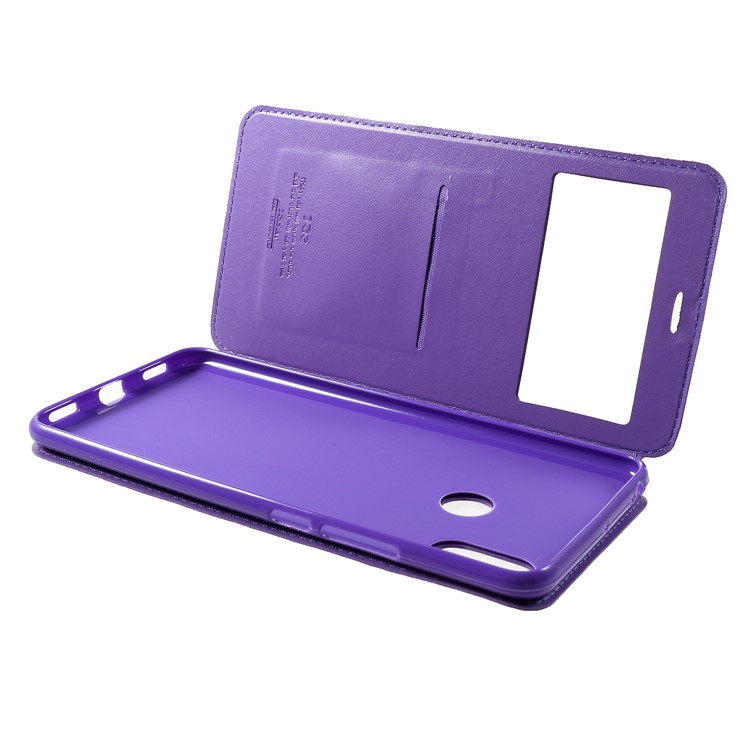 ROAR Noble Leather View Window Stand Phone Shell for Xiaomi Mi Max 3 - Purple-5