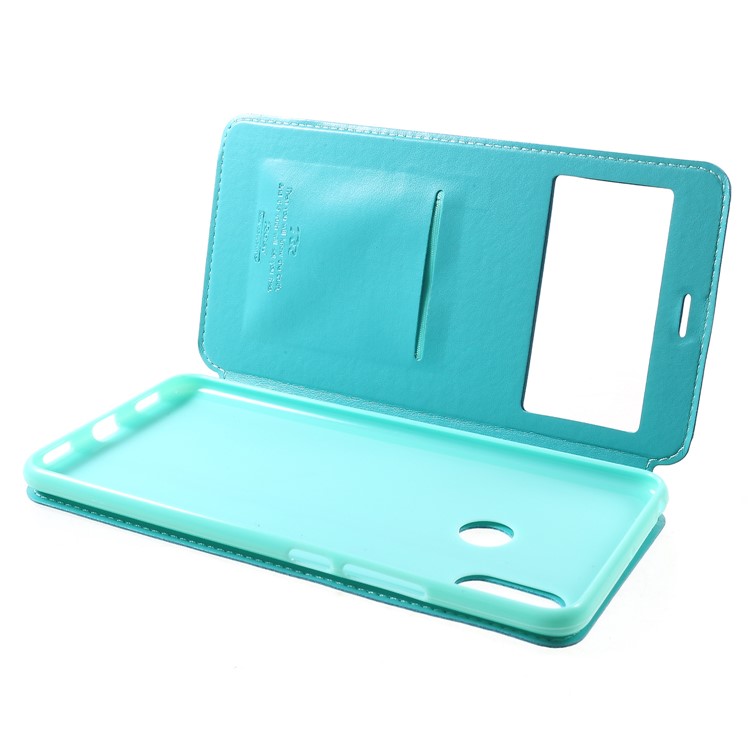 ROAR KOREA Etui En Cuir Noble Pour Portable Avec Fenêtre Pour Vue Xiaomi Mi Max 3 - Cyan-5