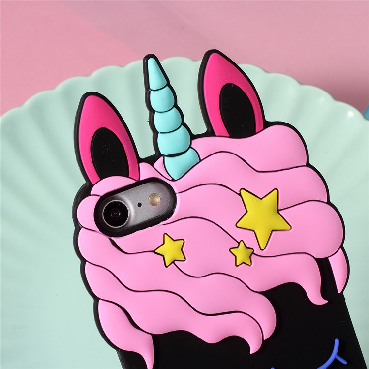 3D Unicorn Pattern Silicone Shell Case for iPhone 8/7 4.7 inch - Black-2