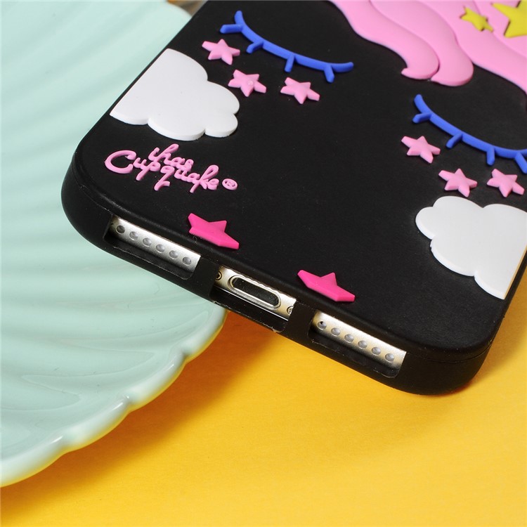 3D Unicorn Pattern Silicone Shell Case for iPhone 8/7 4.7 inch - Black-4