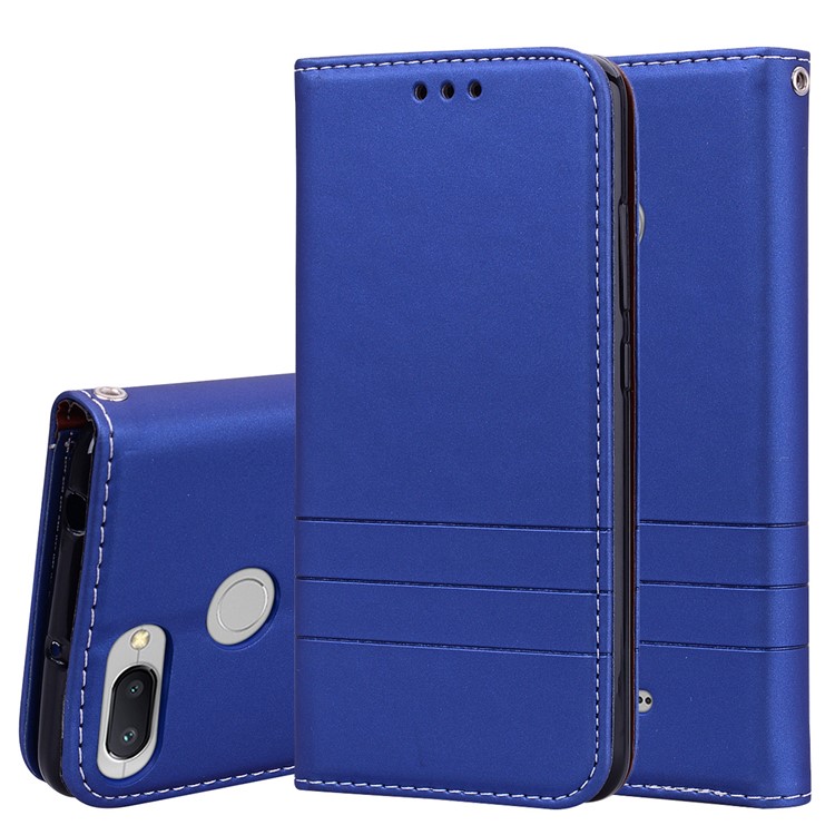 Auto-absorbed PU Leather Phone Shell with Card Slots for Xiaomi Redmi 6 (Dual Camera: 12MP+5MP) - Blue-1