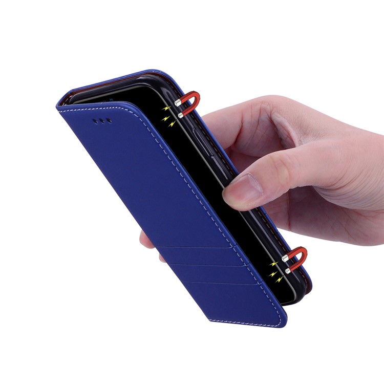 Auto-absorbed PU Leather Phone Shell with Card Slots for Xiaomi Redmi 6 (Dual Camera: 12MP+5MP) - Blue-10