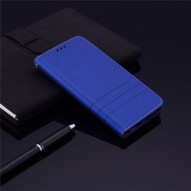 Auto-absorbed PU Leather Phone Shell with Card Slots for Xiaomi Redmi 6 (Dual Camera: 12MP+5MP) - Blue-12