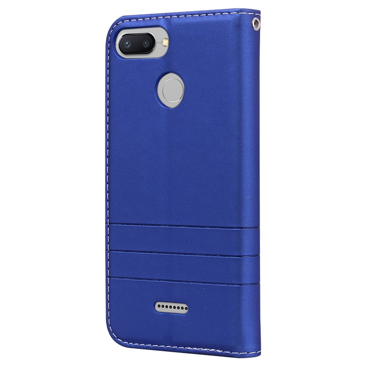 Auto-absorbed PU Leather Phone Shell with Card Slots for Xiaomi Redmi 6 (Dual Camera: 12MP+5MP) - Blue-5