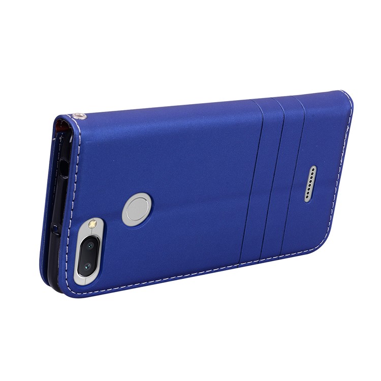Auto-absorbed PU Leather Phone Shell with Card Slots for Xiaomi Redmi 6 (Dual Camera: 12MP+5MP) - Blue-6
