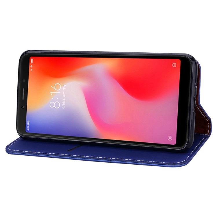 Auto-absorbed PU Leather Phone Shell with Card Slots for Xiaomi Redmi 6 (Dual Camera: 12MP+5MP) - Blue-7