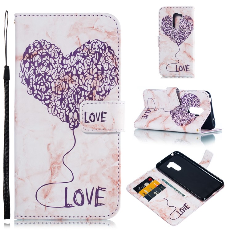 Lover Heart Pattern Leather Wallet Shell Case for Xiaomi Pocophone F1 / Poco F1 in India - Purple-1
