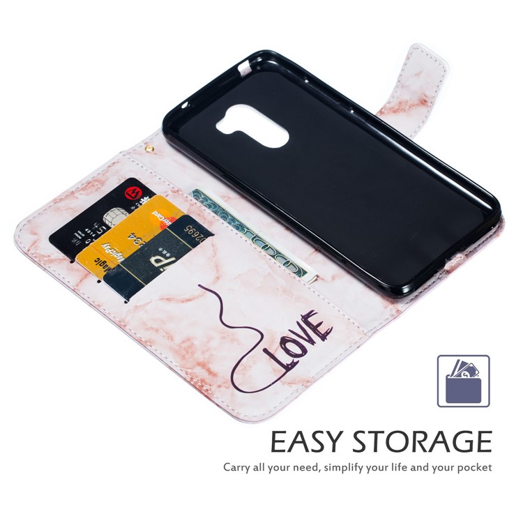 Lover Heart Pattern Leather Wallet Shell Case for Xiaomi Pocophone F1 / Poco F1 in India - Purple-4