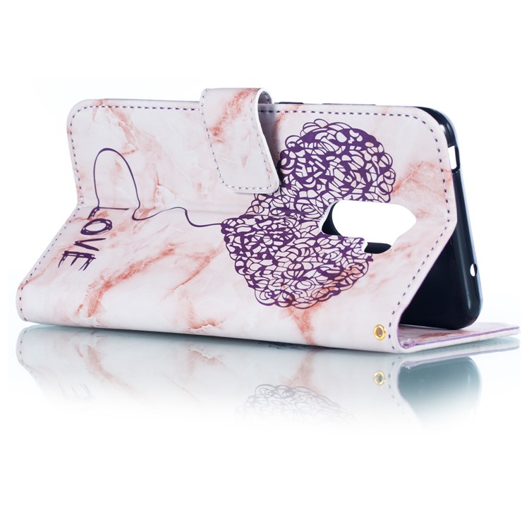 Lover Heart Pattern Leather Wallet Shell Case for Xiaomi Pocophone F1 / Poco F1 in India - Purple-6