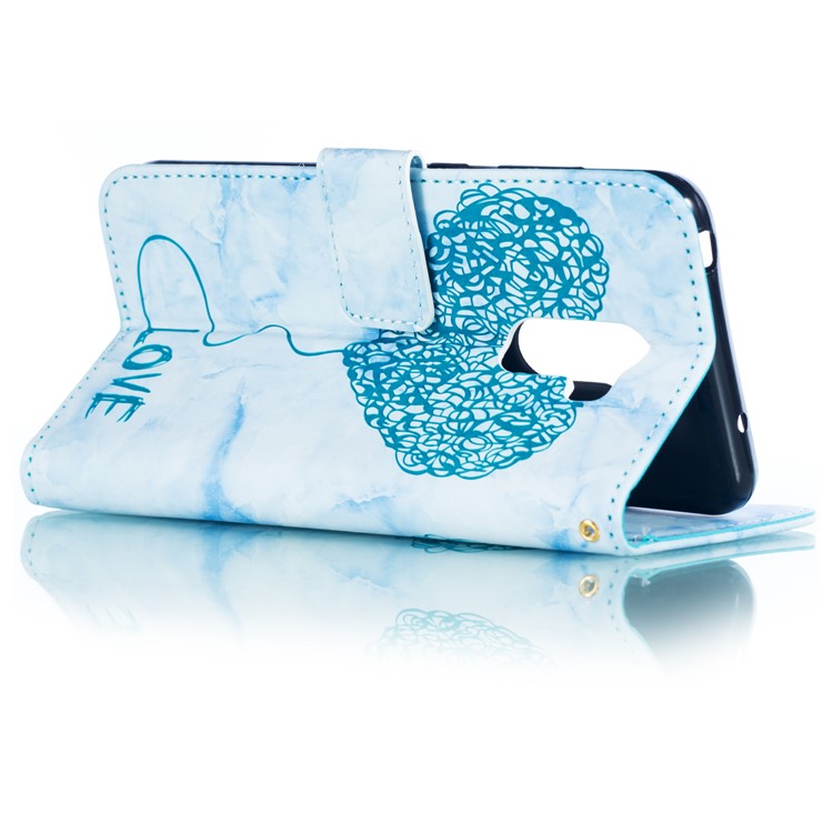 Lover Heart Pattern Cell Phone Leather Wallet Case for Xiaomi Pocophone F1 / Poco F1 in India - Blue-6