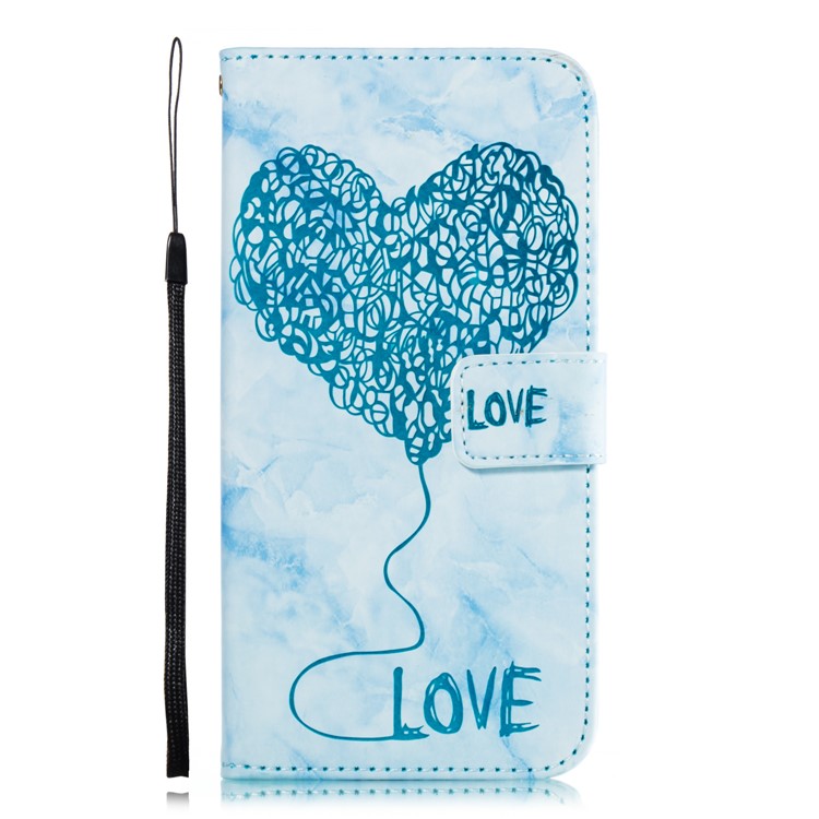 Lover Heart Pattern Cell Phone Leather Wallet Case for Xiaomi Pocophone F1 / Poco F1 in India - Blue-7