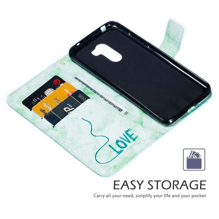 Lover Heart Pattern Leather Wallet Stand Case for Xiaomi Pocophone F1 / Poco F1 in India - Green-4