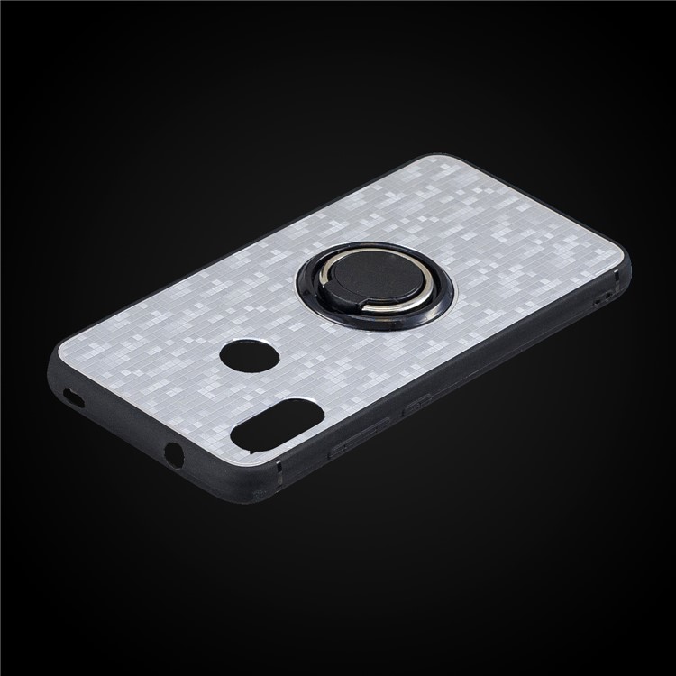 For Xiaomi Mi A2 Lite / Redmi 6 Pro Mosaic Pattern Metal PC TPU Hybrid Phone Case with Finger Ring Kickstand - Silver-2