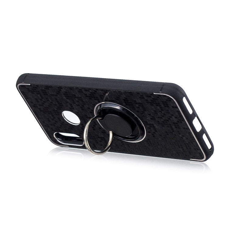 For Xiaomi Mi A2 Lite / Redmi 6 Pro Mosaic Pattern Metal Plastic TPU Hybrid Phone Cover with Finger Ring Kickstand - Black-3