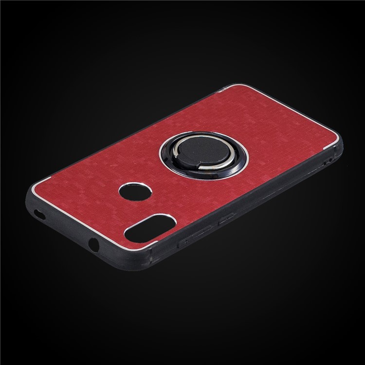 For Xiaomi Mi A2 Lite / Redmi 6 Pro Mosaic Pattern Metal PC TPU Hybrid Phone Shell with Finger Ring Kickstand - Red-2