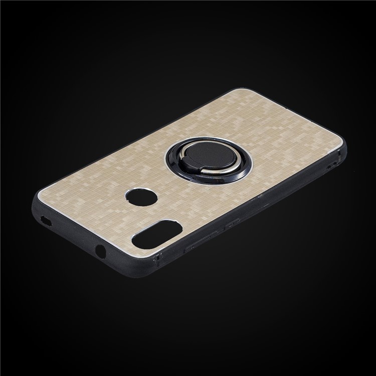 For Xiaomi Mi A2 Lite / Redmi 6 Pro Mosaic Pattern Metal PC TPU Hybrid Phone Casing with Finger Ring Kickstand - Gold-2