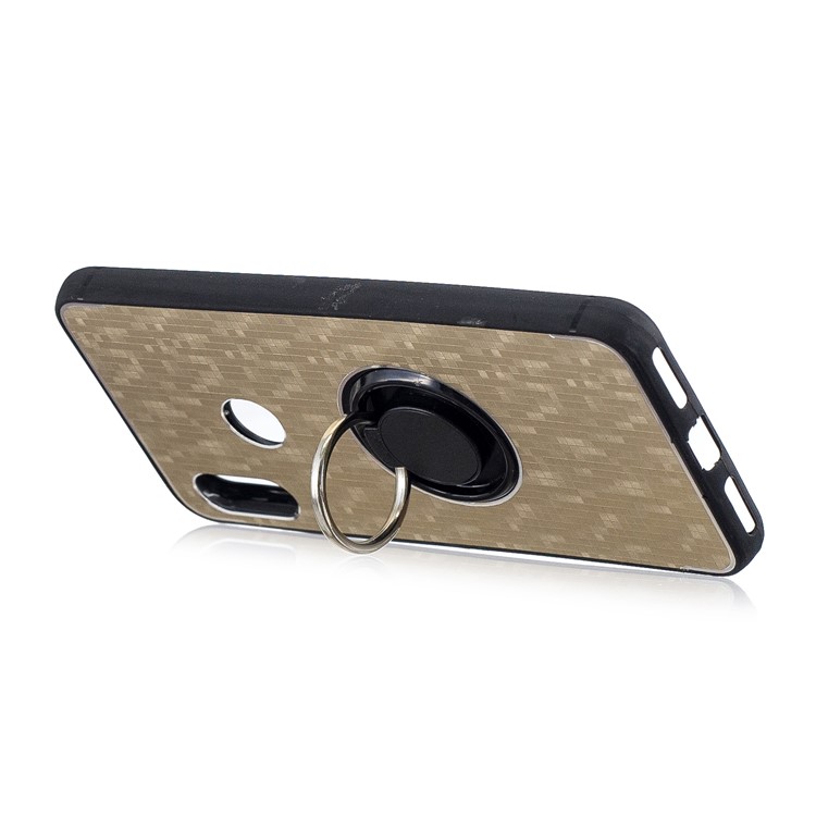 For Xiaomi Mi A2 Lite / Redmi 6 Pro Mosaic Pattern Metal PC TPU Hybrid Phone Casing with Finger Ring Kickstand - Gold-3