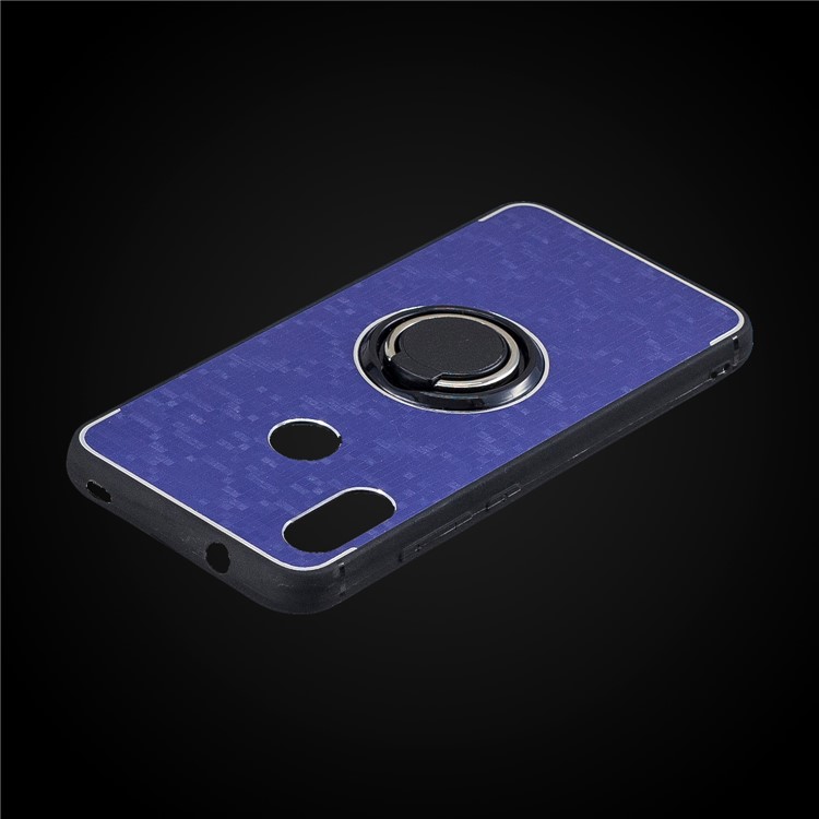 For Xiaomi Mi A2 Lite / Redmi 6 Pro Mosaic Pattern Metal PC TPU Combo Back Case with Finger Ring Kickstand - Blue-2