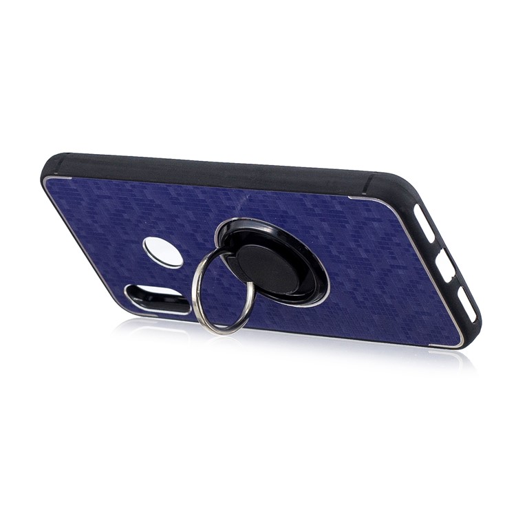 For Xiaomi Mi A2 Lite / Redmi 6 Pro Mosaic Pattern Metal PC TPU Combo Back Case with Finger Ring Kickstand - Blue-3