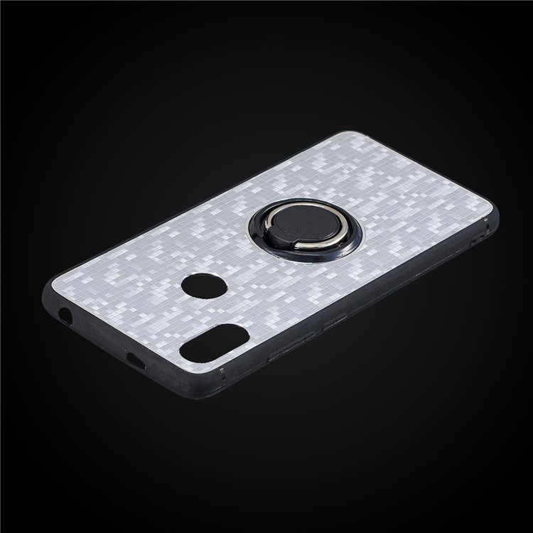 For Xiaomi Redmi S2 / Redmi Y2 (India) Mosaic Pattern Metal PC TPU Hybrid Phone Case with Finger Ring Kickstand - Silver-4