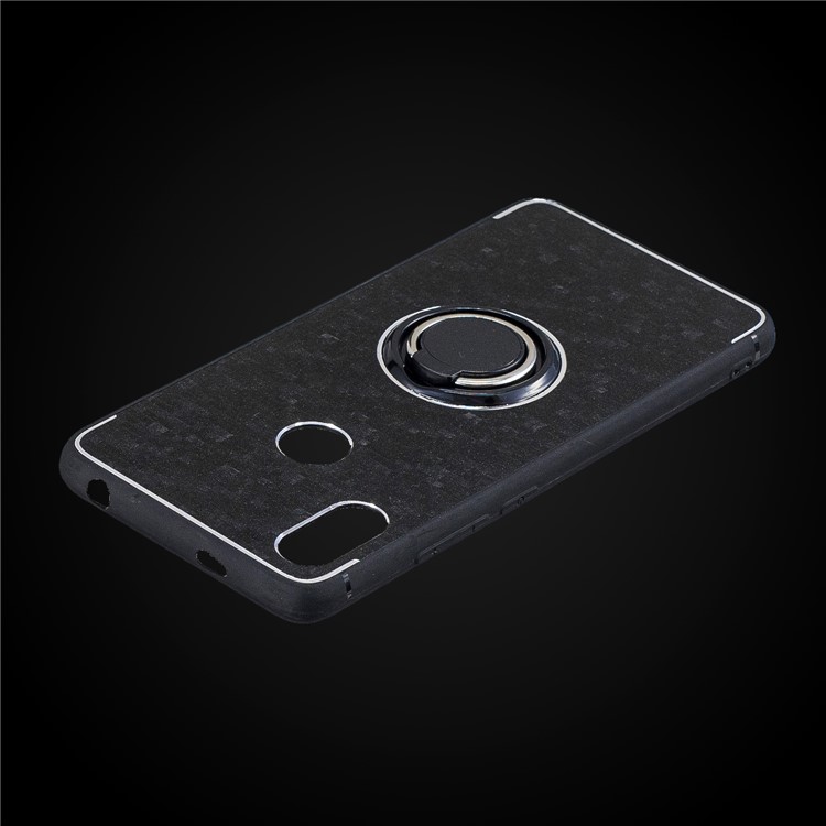 For Xiaomi Redmi S2 / Redmi Y2 (India) Mosaic Pattern Metal Plastic TPU Hybrid Phone Case with Finger Ring Kickstand - Black-2
