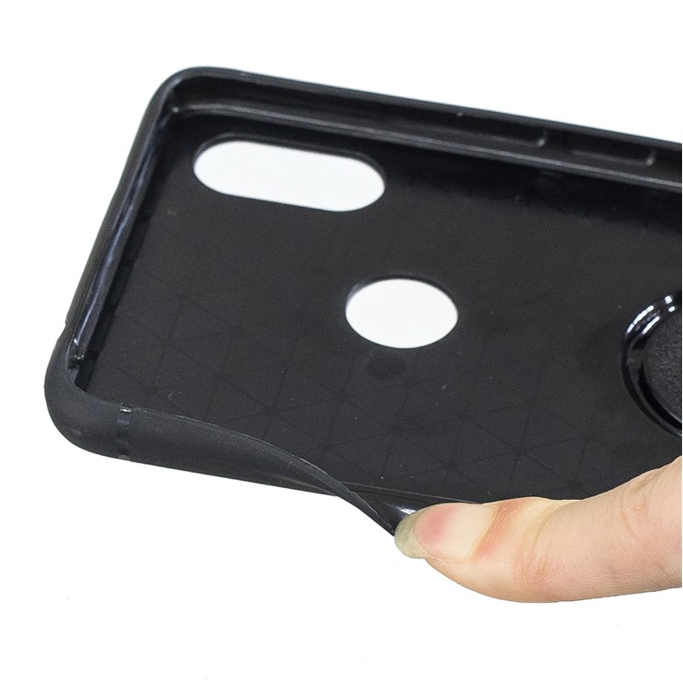 For Xiaomi Redmi S2 / Redmi Y2 (India) Mosaic Pattern Metal Plastic TPU Hybrid Phone Case with Finger Ring Kickstand - Black-4