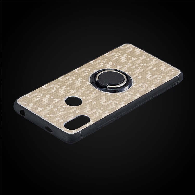 For Xiaomi Redmi S2 / Redmi Y2 (India) Mosaic Pattern Metal PC TPU Combo Phone Case with Finger Ring Kickstand - Gold-2