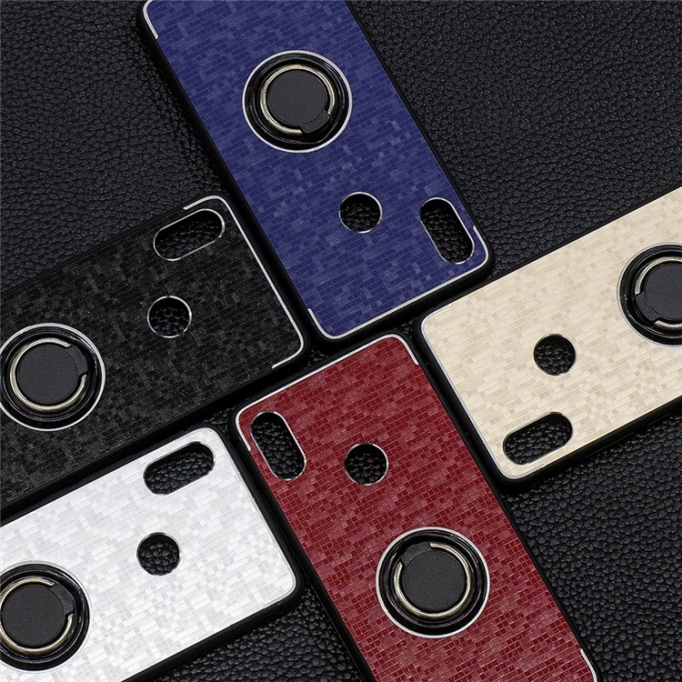For Xiaomi Redmi S2 / Redmi Y2 (India) Mosaic Pattern Metal PC TPU Combo Phone Case with Finger Ring Kickstand - Gold-6