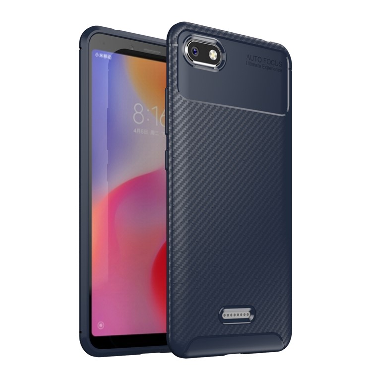 Beetle Series Carbon Fiber Texture TPU Protection Cellphone Case for Xiaomi Redmi 6A (Single 12MP Rear Camera) - Blue-1