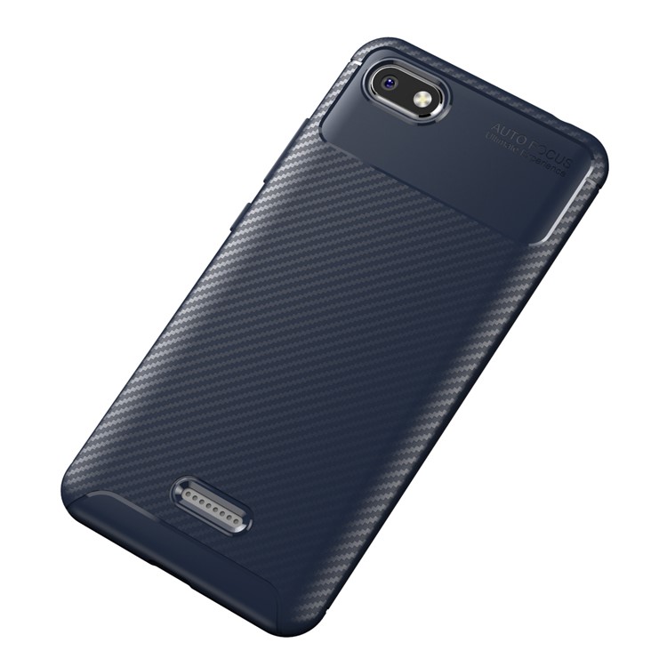 Beetle Series Carbon Fiber Texture TPU Protection Cellphone Case for Xiaomi Redmi 6A (Single 12MP Rear Camera) - Blue-4