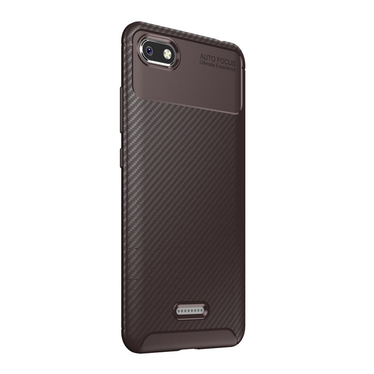 Beetle Series Carbon Fiber TPU Protection Back Casing for Xiaomi Redmi 6A (Single 12MP Rear Camera) - Coffee-2
