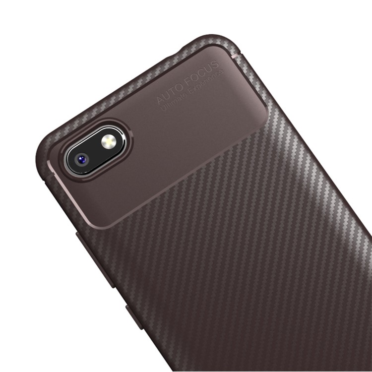 Beetle Series Carbon Fiber TPU Protection Back Casing for Xiaomi Redmi 6A (Single 12MP Rear Camera) - Coffee-3