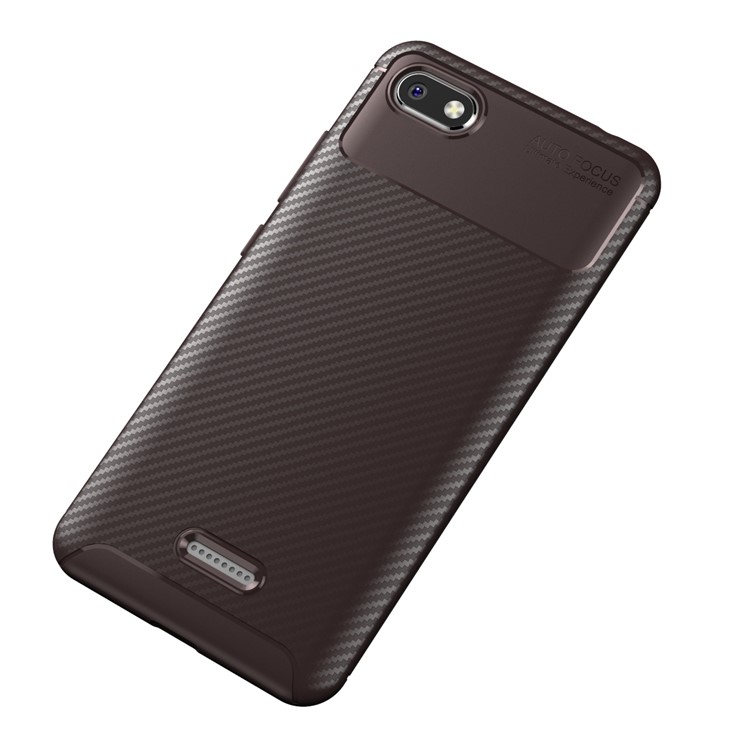 Beetle Series Carbon Fiber TPU Protection Back Casing for Xiaomi Redmi 6A (Single 12MP Rear Camera) - Coffee-4