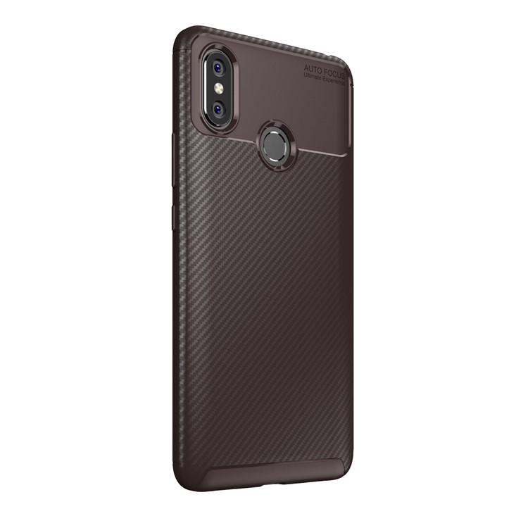 Beetle Series Carbon Fiber Texture TPU Protective Back Case for Xiaomi Mi Max 3 - Brown-2