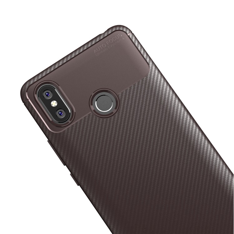 Beetle Series Carbon Fiber Texture TPU Protective Back Case for Xiaomi Mi Max 3 - Brown-3