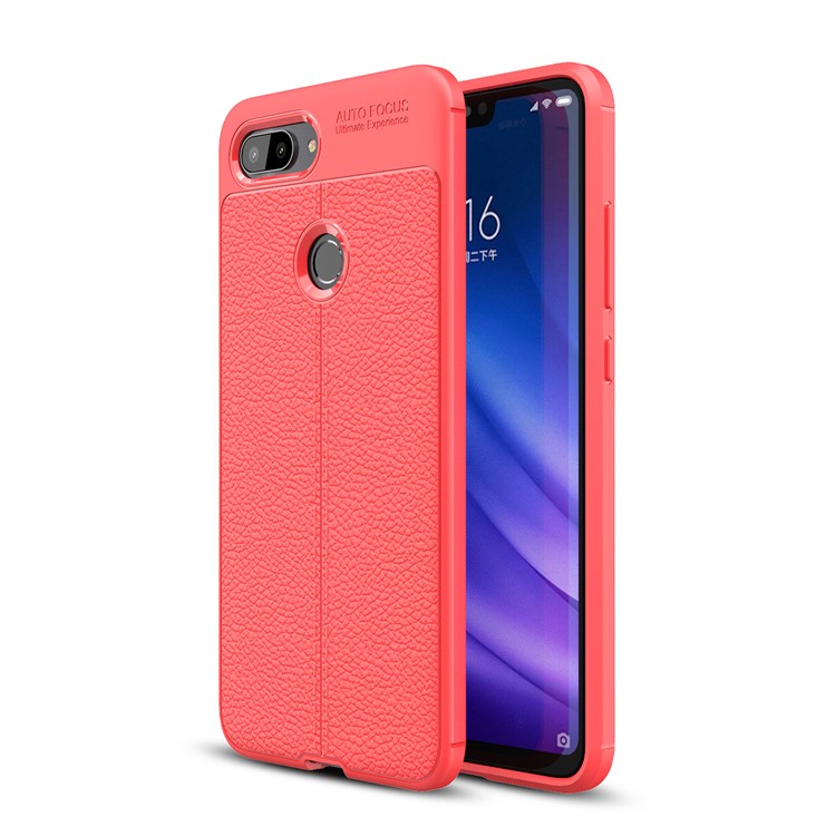 Litchi Texture TPU Back Case for Xiaomi Mi 8 Lite / Mi 8 Youth (Mi 8X) - Red